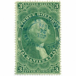 R86c First Issue, Internal Revenue, General Transatlantic Steamship cancel, 1862