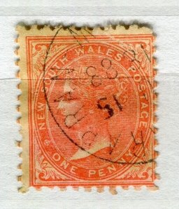 NEW SOUTH WALES; 1882 early classic QV issue used Shade of 1d. value