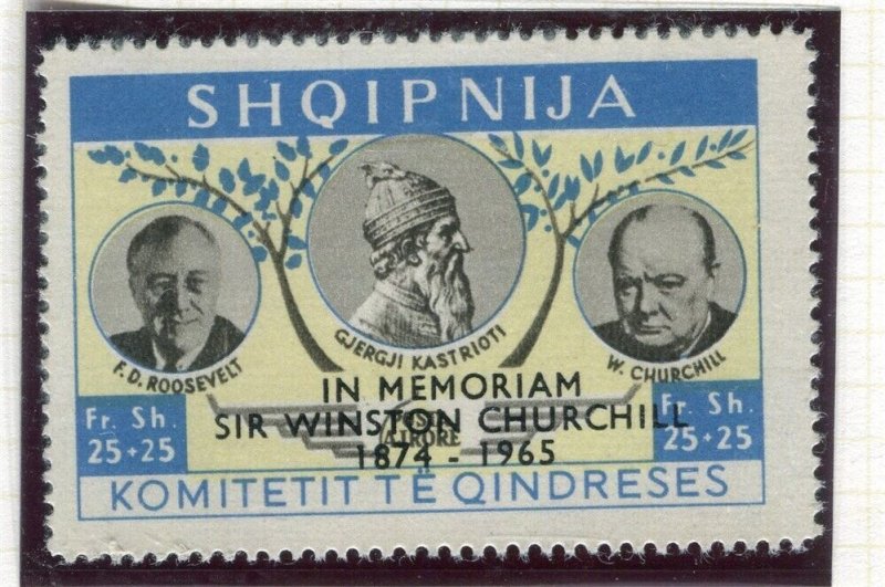 ALBANIA; 1963 W. Churchill Memorial issue fine MINT MNH value, Black Optd.