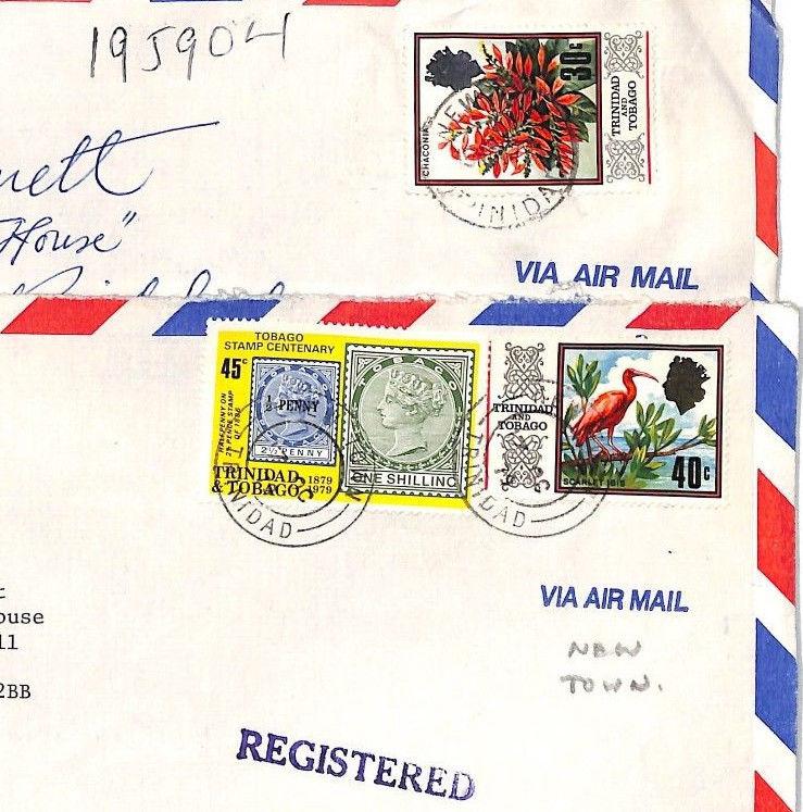 BT253 1979 Trinidad & Tobago *New Town* REGISTERED Commercial Air Mail Covers{2}