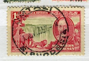 RHODESIA; 1935 early GV Jubilee issue fine used 1d. value Umtali cancel