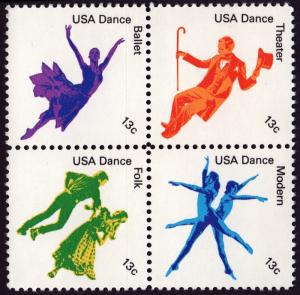 SC#1749-52 13¢ American Dance Block of Four (1978) MNH