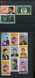 FORMER FRENCH COLONIES JOHN F. KENNEDY MEMORIAL LOT OF TWELVE STAMPS MINT NH