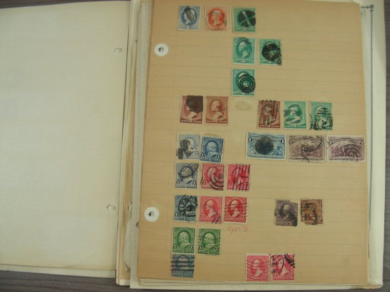 US, 100s of Stamps & a few Covers  mostly hinged on pages