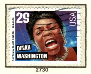 SC# 2730 - (29c) - Legends of Music, Dinah Washington, USED perf 10 in album