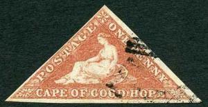 COGH SG3a 1d Brown-Red Slightly Blued Paper (bend) PB Printing Cat 350 pounds