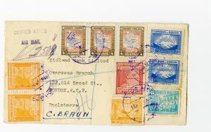 Bolivia Cover 1949 w/10x Stamps Air Mail to London
