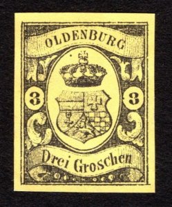 1854, Germany Oldenburg 3Gr, MNG, Sc 8, Forgery