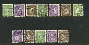 Denmark #164-175 (D496) Complete 1924 Christian X & IV, used, FVF, CV$84.00