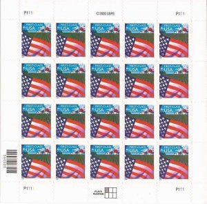 US Stamp - 2000 Flag Over Farm - 20 Stamp Sheet -   Scott #3449