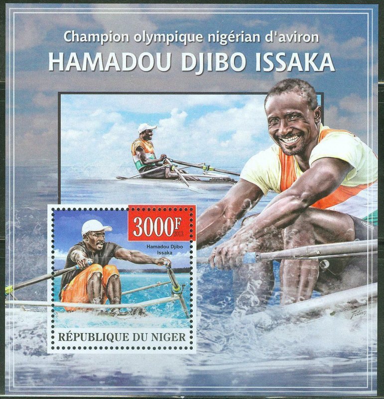 NIGER 2013 HAMADOU DJIBO ISSAKA NIGER ROWING OLYMPIC CHAMPION SOUVENIR SHEET