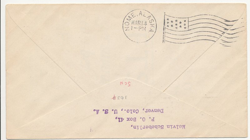 1929 Fair Banks Alaska 5ct Aeronautics tied to A irmail NOME ALASKA Flag Cancel