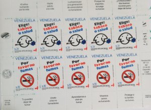 O) 1993 VENEZUELA.  WORLD DAY TO STOP SMOKING - TOBACCO, SHOWN NO SMOKING. SCT 1