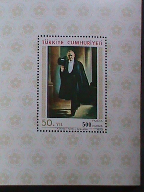 TURKEY -1973-SC#1959 ATATURK-50TH ANNIVERSARY REPUBLIC-TURKEY IMPERF-MNH S/S