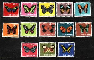 Suriname-Sc#C42-54-unused NH airmail set-Insects-Butterflies-1972-