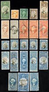 US Stamps # R10//R141 F Revenue Lot Of 23 Various Revenues Scott Value $450.00