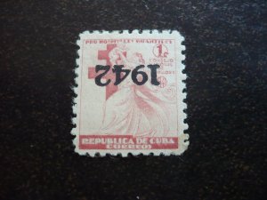 Stamps - Cuba - Scott# RA7a - Mint Hinged single Inverted Overprinted Stamp 1942