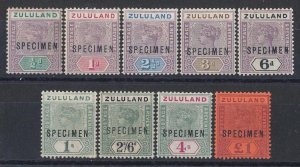 ZULULAND 1894 QV Tablet set ½d - £1, SPECIMEN.