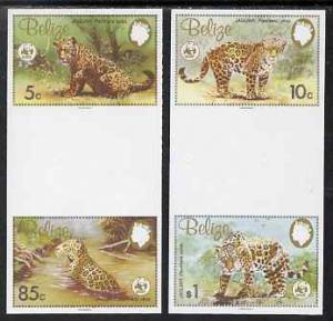 Belize 1983 WWF - Jaguar the set of 4 in imperf inter-pan...