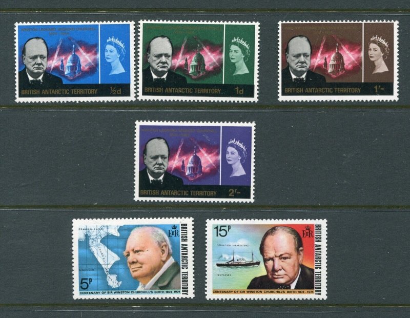 British Antarctic Territory 16-19, 62-63 Winston Churchill Stamp Sets MNH