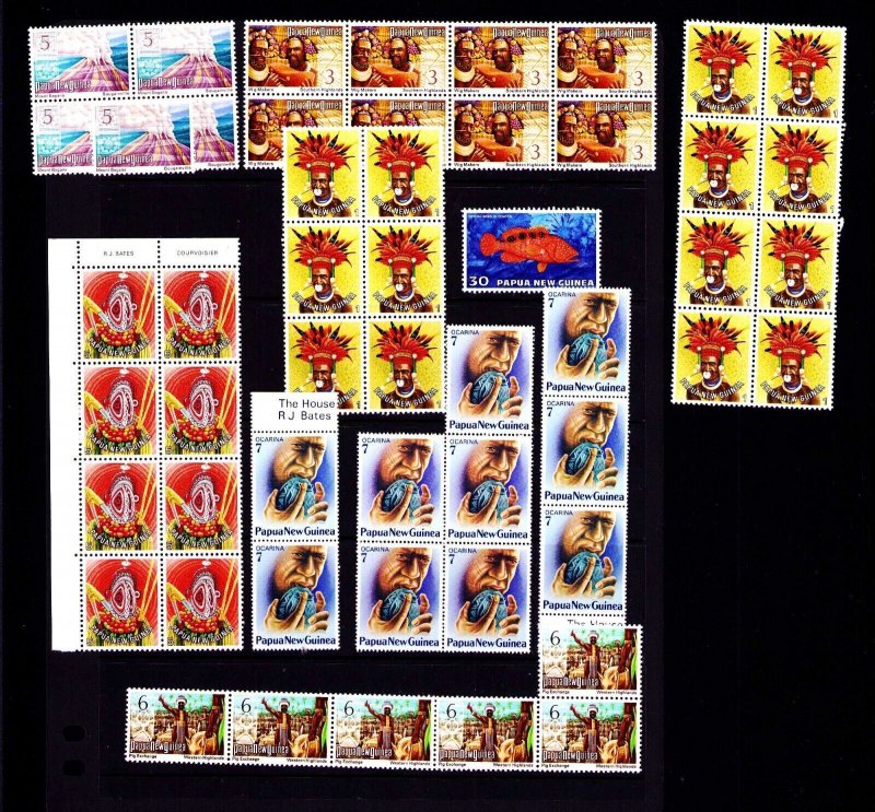PAPUA NEW GUINEA Lot Mint Never Hinged 1970's-80's