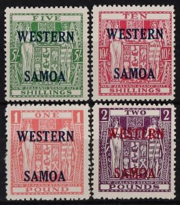 SAMOA 1955 WESTERN SAMOA on Arms set 5/- to £2 Postal Fiscals. MNH **.