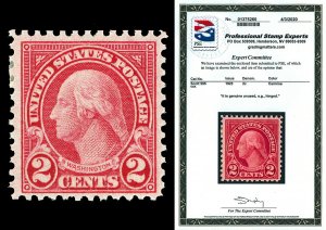 Scott 595 1923 2c Washington Coil Waste Issue Mint Fine+ H Cat $240 w/ PSE CERT!