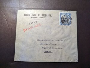 1953 British Cyprus Airmail Cover Nicosia to Wuppertal Cronenberg Germany