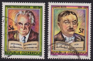 Austria - 1994 - Scott #1660-1661 - used - Writers Csokor Roth