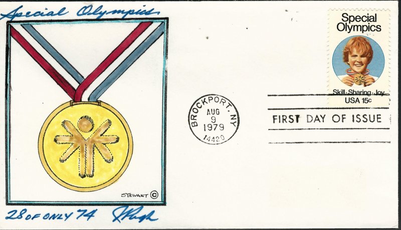 Rare Pugh Designed and Painted Special Olympics FDC -only 74 created...