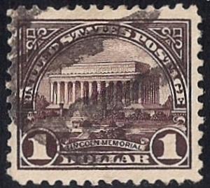 571 1 Dollar Lincoln Memorial Stamp used EGRADED XF 93 XXF