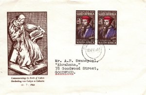 SOUTH AFRICA SCOTT 303 PAIR ON CACHETED FIRST DAY OF ISSUE COVER BIRTH OF CALVIN