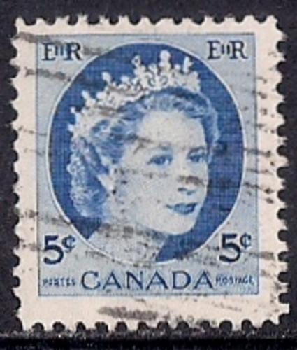Canada #341 5 cent Queen Elizabeth 2, F-VF used