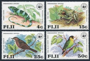 Fiji 397-400, MNH. Michel 387-390. WWF 1979. Iguana, Frog, Werbler, Parrot finch