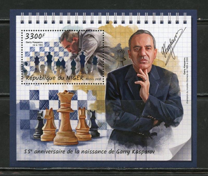 NIGER 2018 55th BIRTH  ANN OF GARRY KASPAROV CHESSMASTER  S/SHEET MINT NH