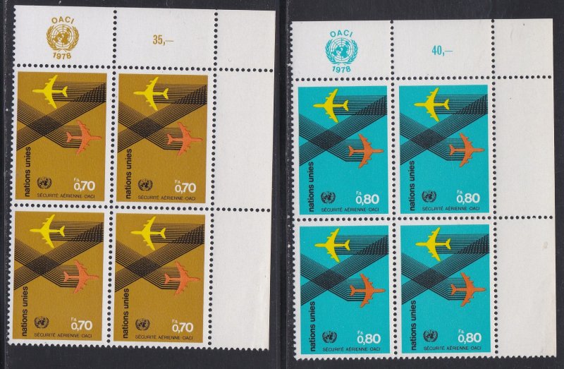 United Nations - Geneva # 77-78, Inscription Blocks of Four, NH, 1/3 Cat.