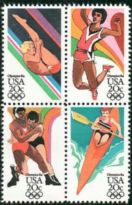 1984 Summer Olympics Block Of 4 20c Stamps - Sc# 2082-2085 - MNH, OG - CW226b