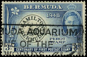 BERMUDA Sc 136 F-VF/USED-1949 3p Centennial of Bermuda Stamp of 1848