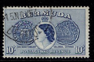 BERMUDA QEII SG149, 10s deep ultramarine, FINE USED. Cat £10.