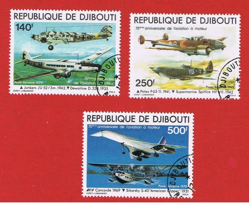 Djibouti #C124-C126  VF used  Air Post   Free S/H