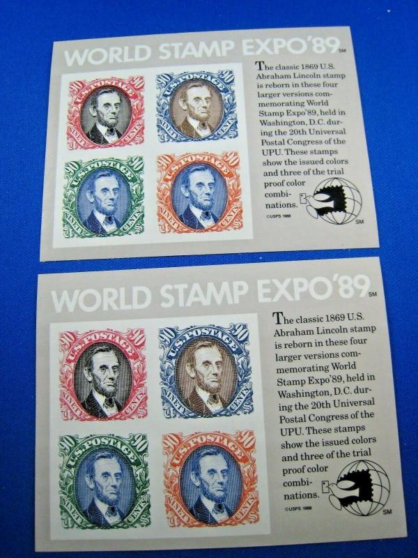 US SCOTT # 2433  -  LOT OF 2 WORLD STAMP EXPO '89 S/S   MNH      (wr)
