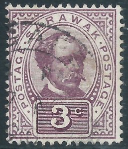 Sarawak, Sc #38, 3c Used