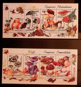 ROMANIA Sc 3935-6 NH SOUVENIR SHEETS OF 1994 - MUSHROOMS