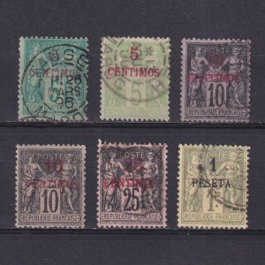 FRENCH MOROCCO 1891, Sc# 1-7, CV $139, part set, Used