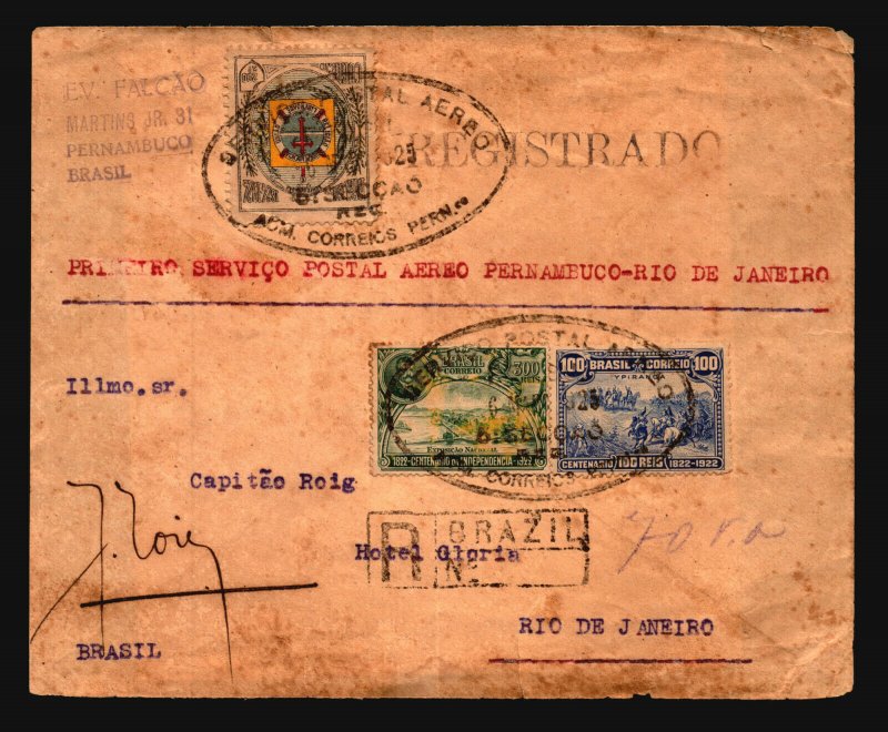 Brazil 1925 Registered Airmail Cover w/ Better - Z19391