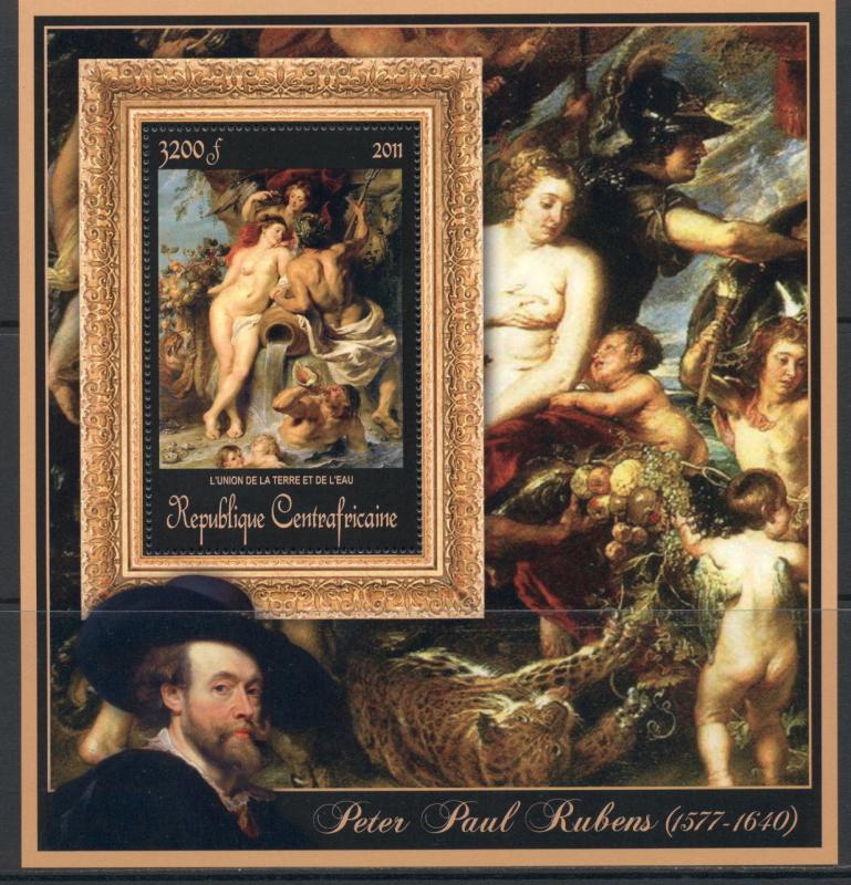 Central Africa Art Nude Erotic Peter Paul Rubens complete MNH stamp set