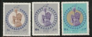 IRAN Scott 1453-5 Shah and empress 1967 stamp set MNH** CV$5