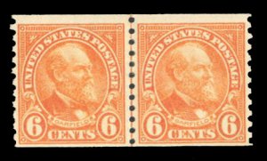 United States, 1930-Present #723 Cat$60, 1932 6c orange, horizontal joint lin...