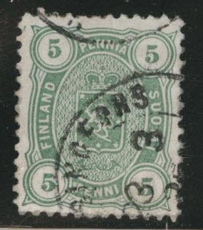 FINLAND SUOMI Scott 31a  perf 12.5 1885  yl grn stamp CV$1