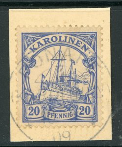 Germany 1901 Caroline Islands 20pf Ultra Unwmk (Sc #10) on Piece F126